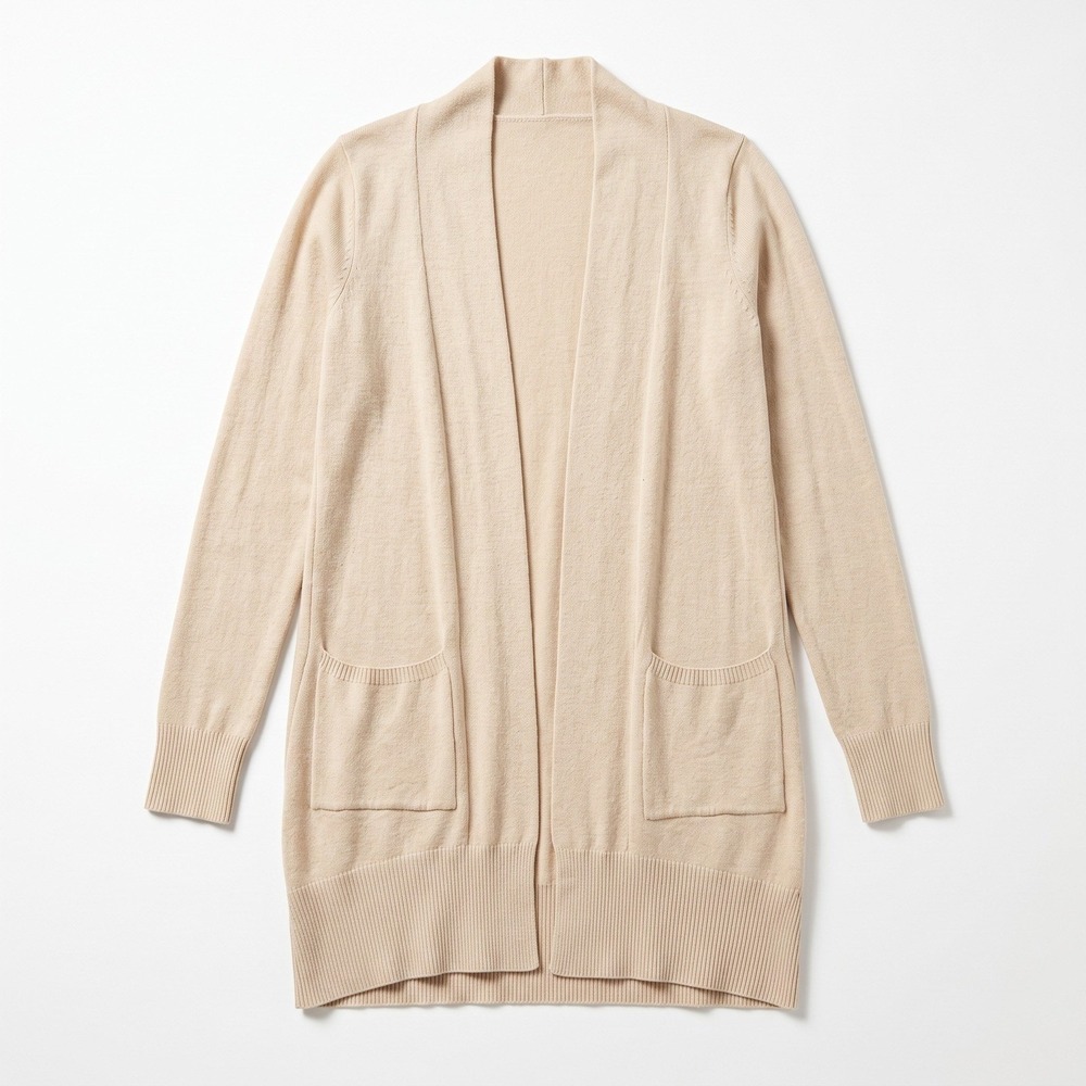 Dreamers Womens M/L Cream Open Front Long Cardigan Sweater Cozy Casual Boho